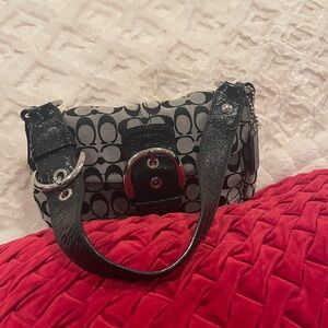 Coach SoHoMonogram Black and Gray Shoulder Bag